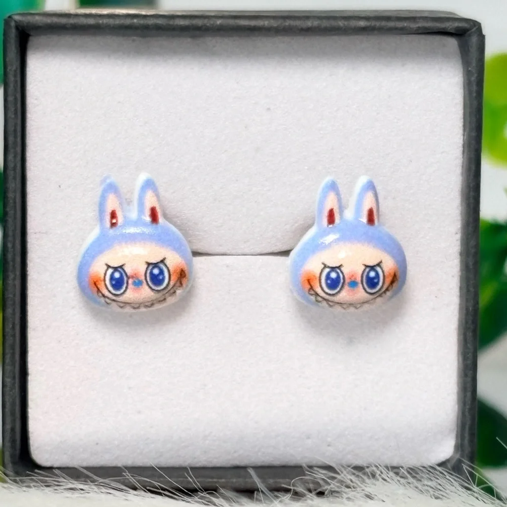 Cute Blue‎ Monster Character Stud Earrings